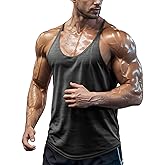 Agilelin Men's Bodybuilding Stringer Tank Tops Quick Dry Workout Shirts Sleeveless Y-Back Tops