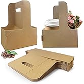 50 Pcs Coffee Drink Carrier with Handle(2 Cups or 4 Cups),Assemblable Drink Holder with Handle,Disposable Cup Holders for Drinks, Great for All Your Drink and Food Delivery,Coffee Carrier