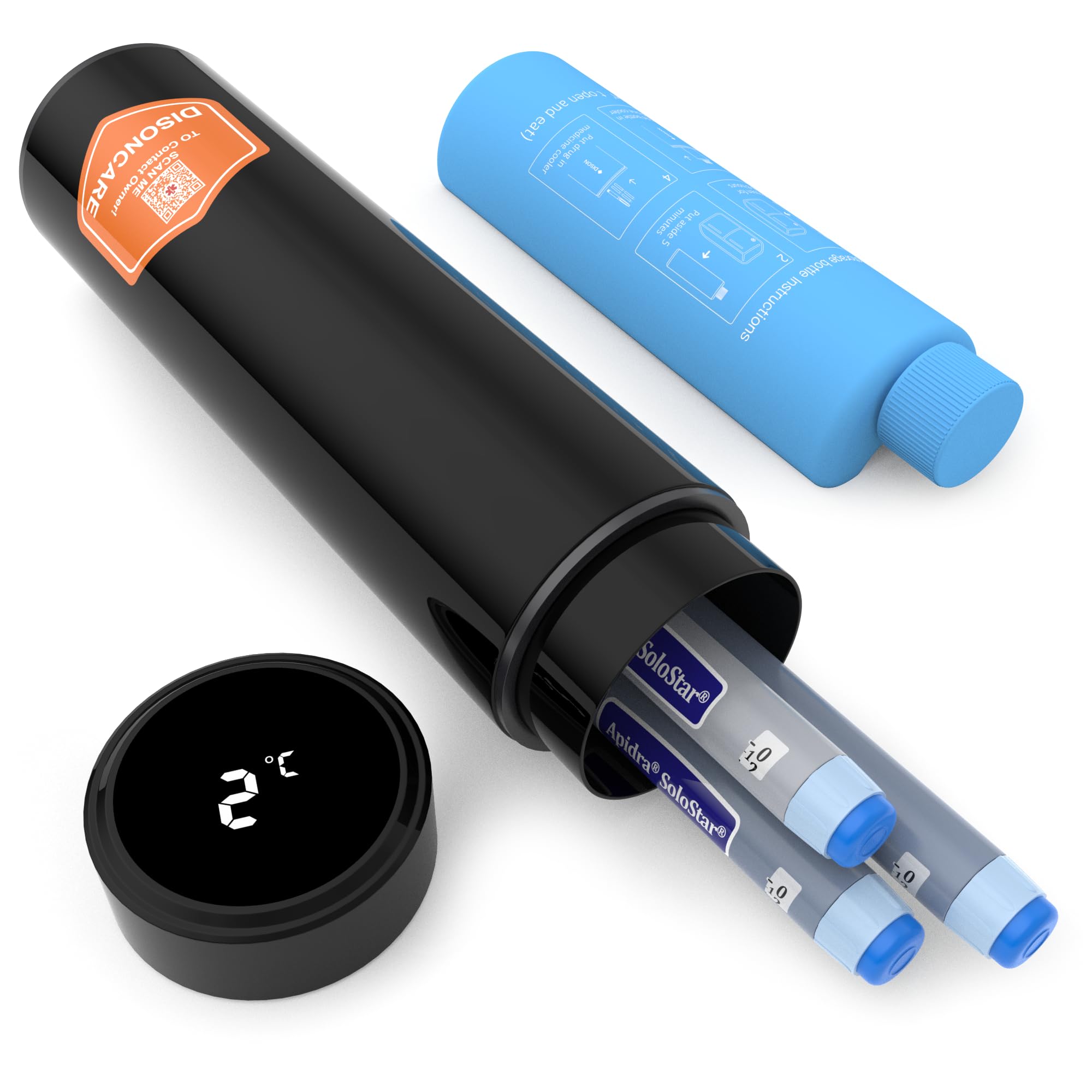 Photo 1 of DISONCARE 60H 4 Pen Insulin cooler travel case Temp Display Medication Cooler For Medicine Travel TSA Approved Ice Pack Diabetic Medical Cooler Diabetes Bag EpiPen with QR Medical Tag