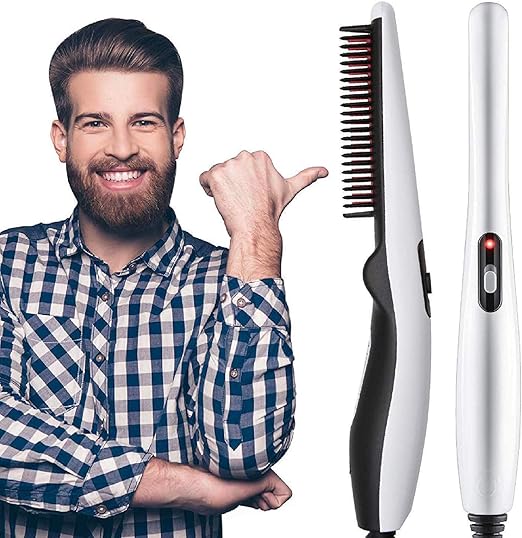 OnTech Quick Hair Styler for Men Electric Beard Straightener Massage Hair Comb Beard Comb Multifunctional Curly Hair Straightening Comb Curler, Beard Straightener, Beard Straightener For Men(Black)