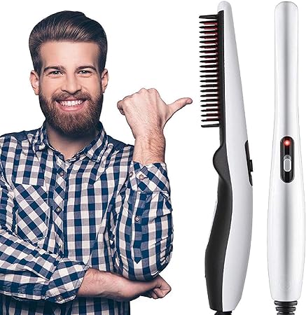 OnTech Quick Hair Styler for Men Electric Beard Straightener Massage Hair Comb Beard Comb Multifunctional Curly Hair Straightening Comb Curler, Beard Straightener, Beard Straightener For Men(Black)