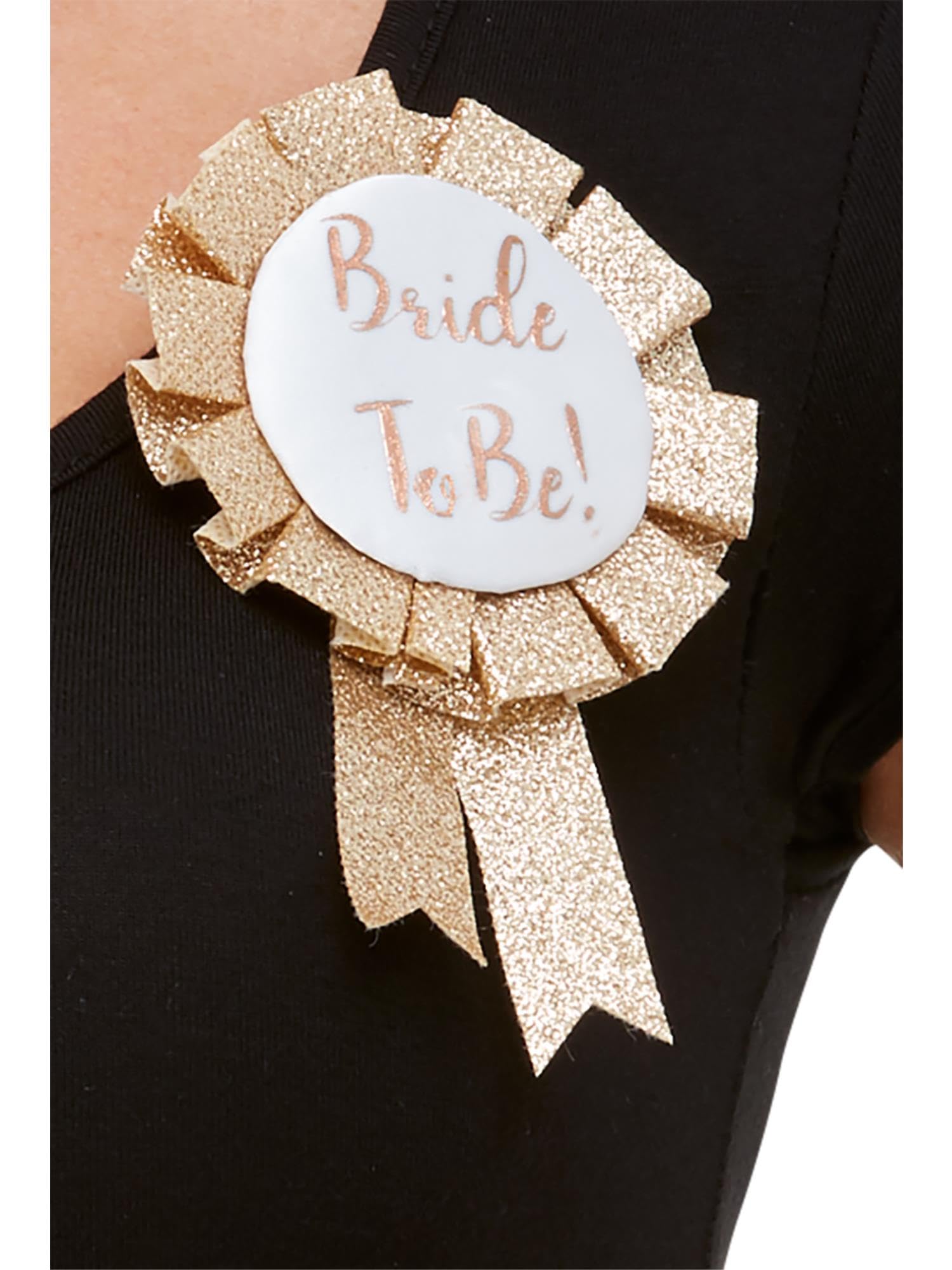 Smiffys Bride To Be Rosette, Rose Gold , Hen & Stag Night Fancy Dress, Adult Dress Up Hen & stag / adult items