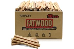 VERSAWOOD Fatwood Fire Starter Sticks - Natural Kindling Wood | Quick Ignition for Campfires,Firepits，Wood Stoves, Fireplaces |All-Weather Reliability | Start Fires Effortlessly(10Pound Box)