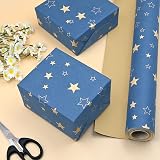 Topeedy 60cm x 15m Large Kraft Paper Roll With Star Blue Gift Wrapping view 4