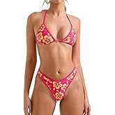 SUUKSESS Women Sexy Thong String 2 Piece Bikini Set Cheeky Halter Swimsuit