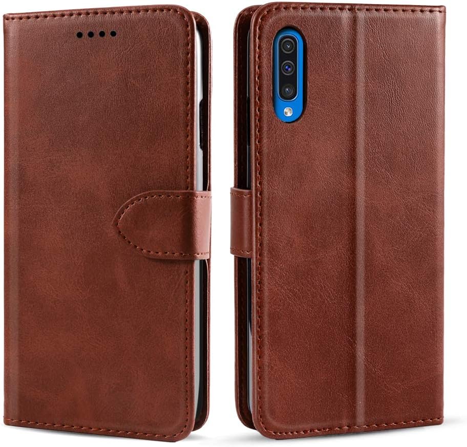 IAEIMXTE Galaxy A50 Case,Galaxy A50 Wallet Case, PU Leather Luxury Case,Classic Folio Case with Kickstand and 3 Card Slots Case, Magnetic Closure Case for Samsung Galaxy A50 (Brown)