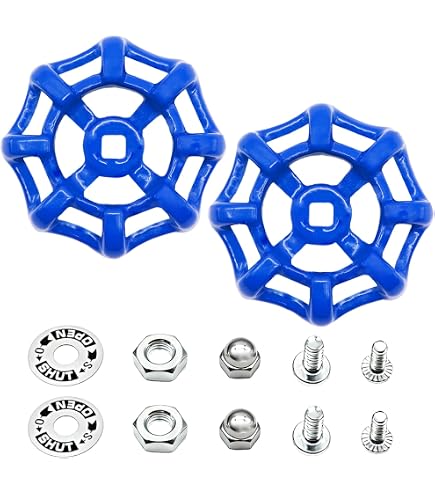 uxcell Metal Outside Faucet Round Wheel Handle, Square Broach 6x6mm, Wheel OD 51mm Paint Cast Steel Blue 6Pcs