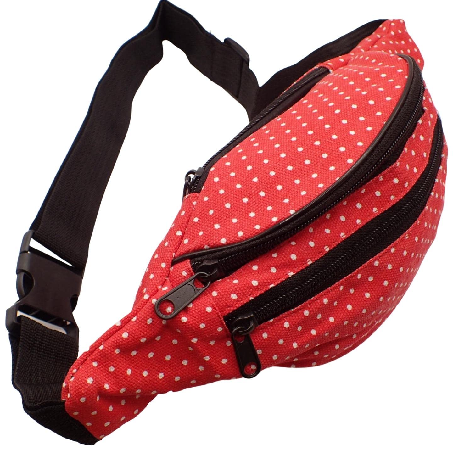 Topkids Accessories Fashion Bum Bags Floral Bumbags Festival Bum Bags Bum Bag Bumbag Bumbags for Ladies Travel Bag Waist Bag Fanny Pack for Adults, Women, Ladies, Men (Polka Dot Red)