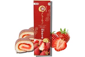 ペンギン Wagokoroll Castella Roll Cake, Strawberry (Amaou Ichigo) Flavor - Authentic Japanese Confectionery, Asian Sweets, Made in Japan by Penguin, 200g (Pack of 1, Strawberry)