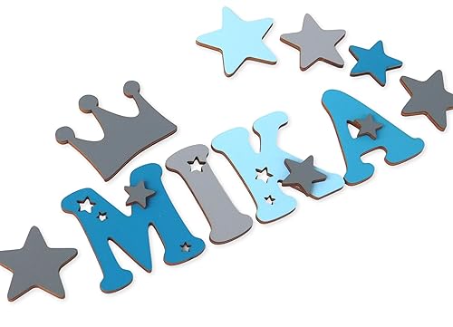 Holzbuchstaben Kinderzimmer - Tür in tollen Farbkombinationen. Perfektes Geburtsgeschenk oder Taufgeschenk. Inkl. Klebepads I