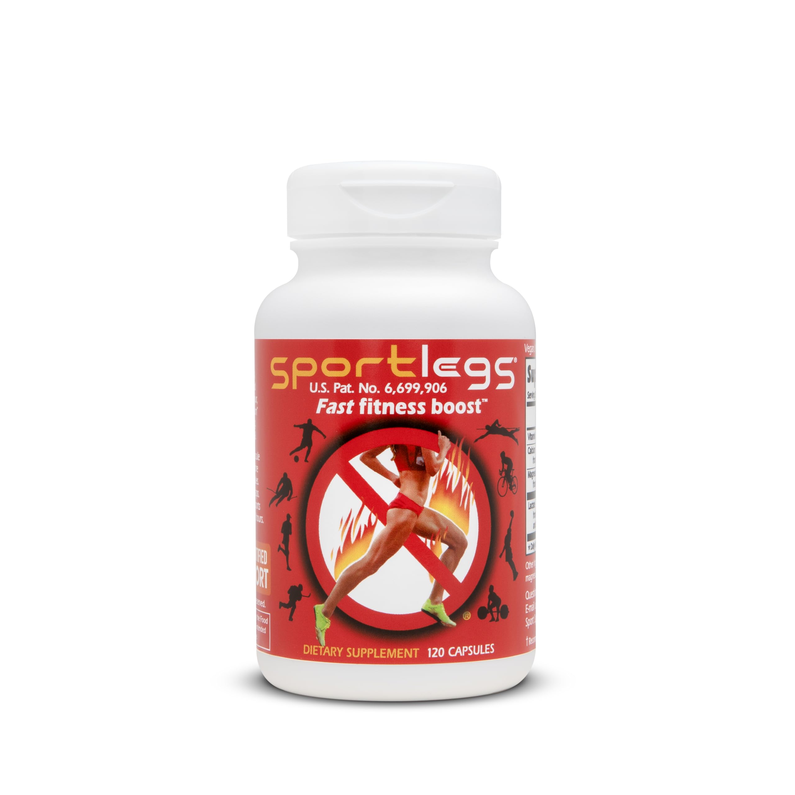 SPORTLEGS Fast Fitness Boost Pre Workout for Men and Women, Lactic Acid Supplement, Sports Endurance Fuel, Endurance Supplements for Runners - NSF Certified for Sport,120-Capsule Bottle, Pack of 1
