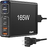 165W USB C Charger Block • 6 Port Fast Charging Station • GaN Laptop Wall Plug • 65W Type C Multi Power Adapter Hub Box Brick