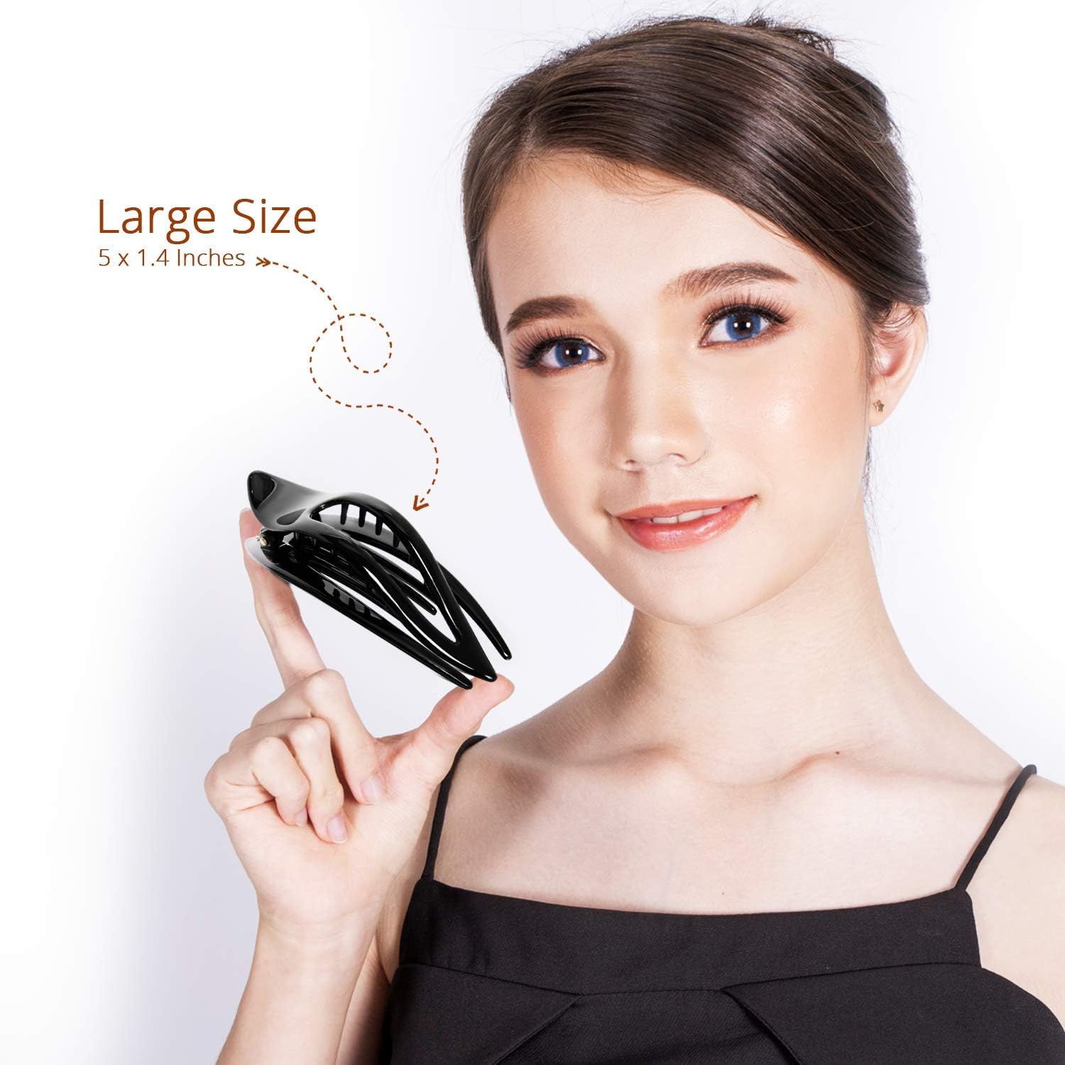 RC ROCHE 1 Pcs Flat Hair Clips Big Claw for Thick Hair French Duckbill Women No Slip Side Slide Curved Alligator Concord Strong Grip Hold Volume Lay Down Clamp - Image 5