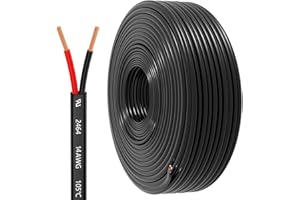 HONENCN 14 Gauge 2 Conductor Electrical Wire, 14 AWG 2.08mm Wire PVC Cord, 12V/24V DC Low Voltage/Copper-clad Aluminum(CCA)Flexible/2 Wire for Automotive LED Strips Lamp Lighting Marine(9.2M/30FT)