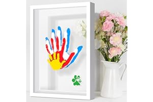 Yingsu Family Handprint Kit, DIY Craft Keepsake Wooden Frame, Personalized Hand Print Ornament, Family Gifts for New Parents, Grandma and Grandpa, Mother's Day Father's Day, 6 Safe & Non-Toxic Paint
