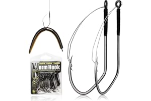 Dovesun Weedless Worm Hooks Wacky Rig Hooks Texas Rig Hooks 30PCS Professional V Bass Fishing Hooks for Freshwater Saltwater 1/0 2/0 3/0