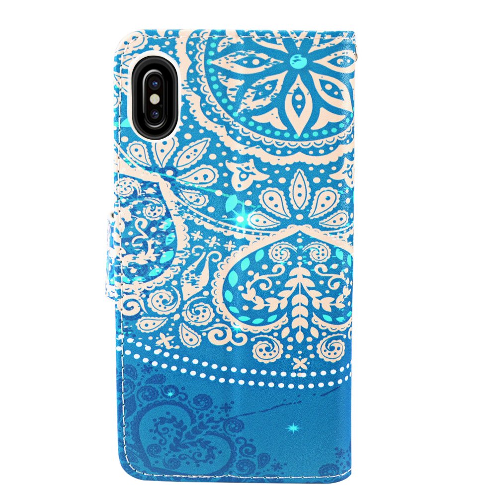 iPhone X Case, MagicSky iPhone X Wallet Case, Premium PU Leather Wristlet Flip Case Cover with Card Slots & Stand for Apple iPhoneX - Flower2