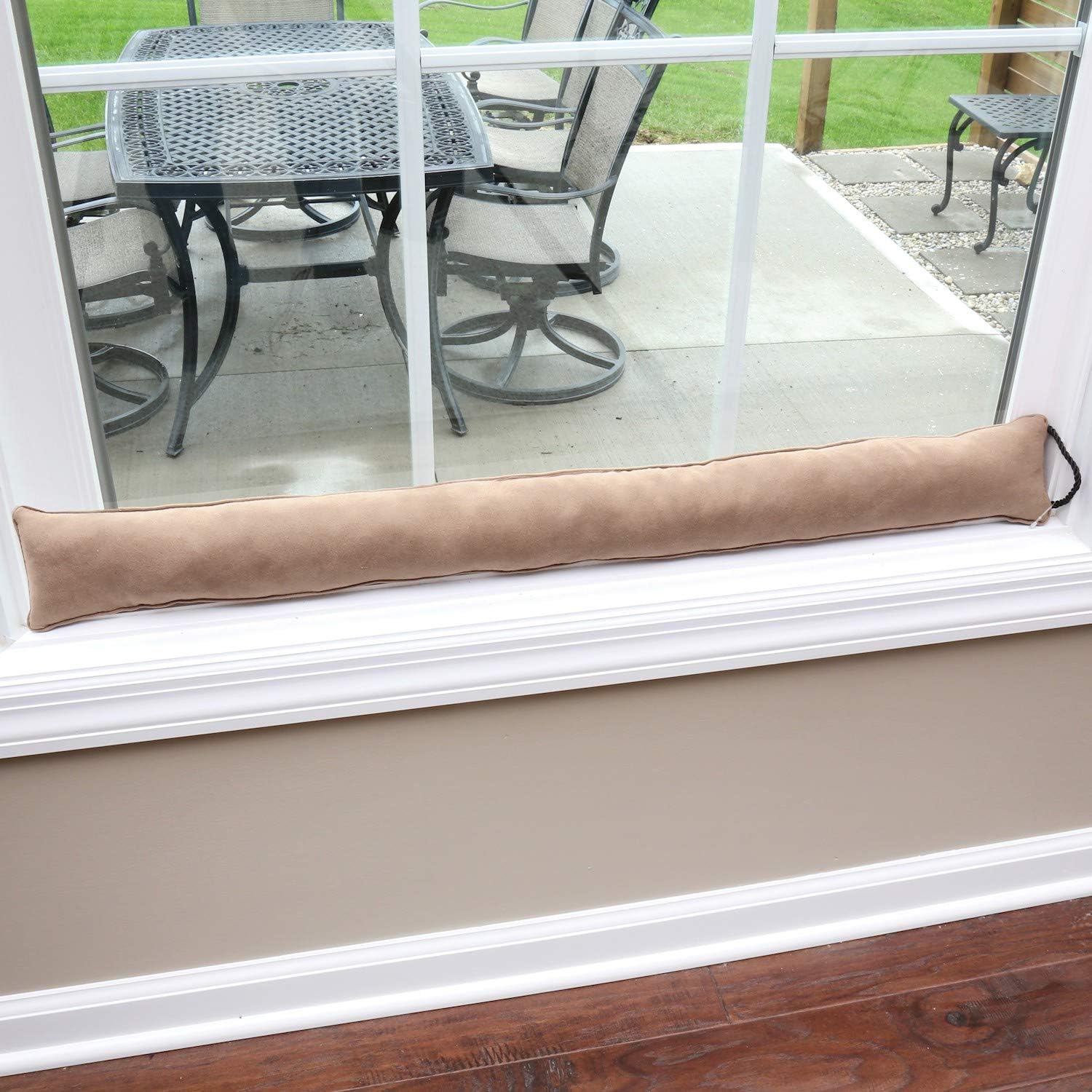 Draft Stoppers - HOME DISTRICT Draft Dodger - Faux Suede Weighted Door and Window Breeze, Noise Guard Stopper Blocker - 36 Inches Long - Light Brown