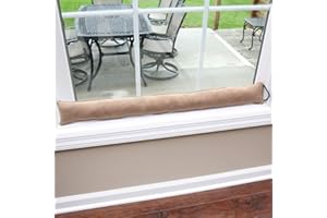 Home District Door Draft Stopper - Weighted Faux Suede Under Door Draft Blocker, Apartment Noise Blocker, Window Draft Dodger - 35.5" Long - Lt. Brown