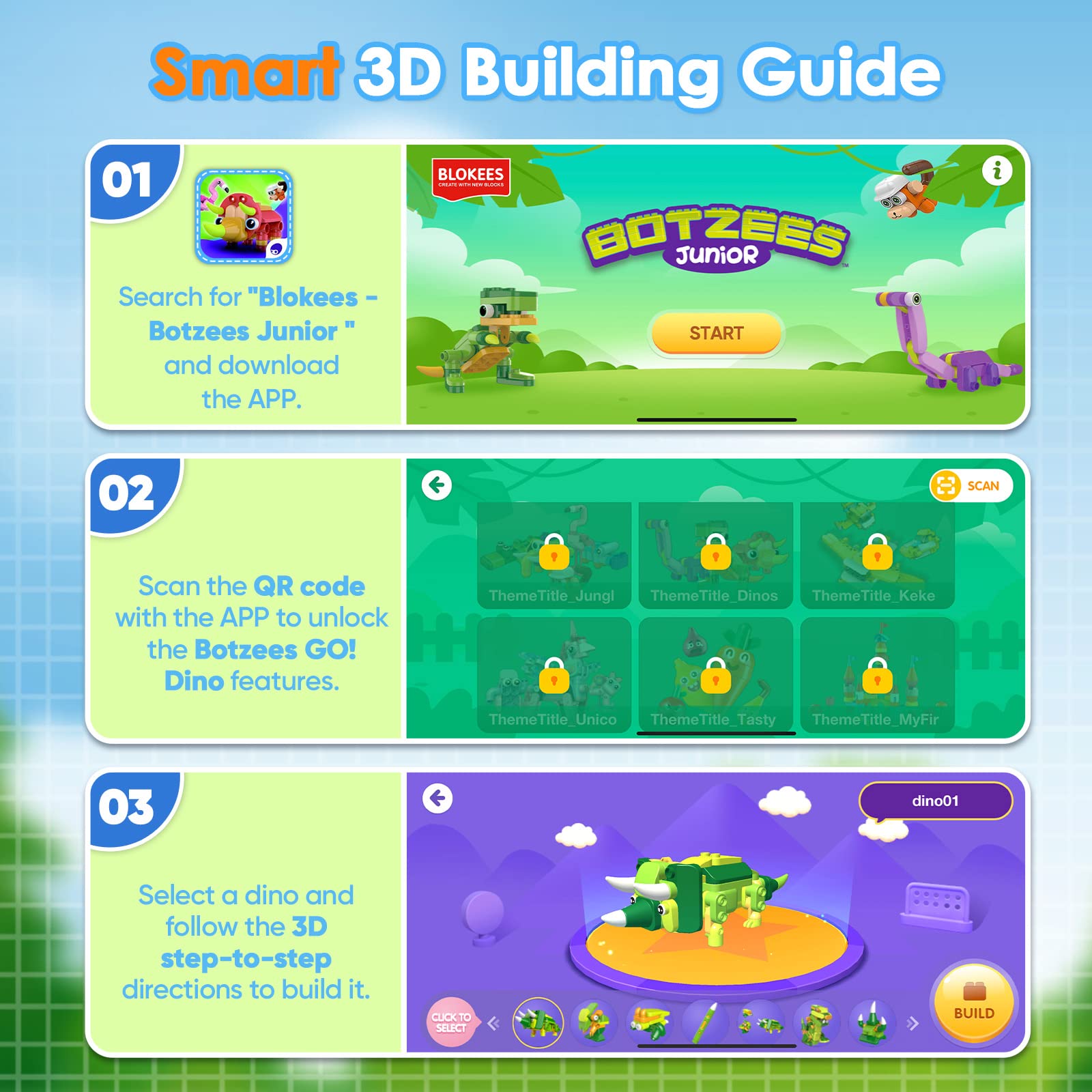 BLOKEES Dinosaur Toys for Kids 3 4 5 6 7+, STEM Dinosaur Building Toys, Electronic Walking & Sound Robot Toys with App Based, Remote Control Dinosaur STEM Toys for Boys, 103 Pcs