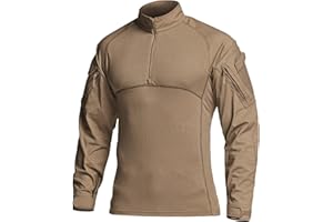 CQR Men's Combat Shirt Tactical 1/4 Zip Long Sleeve Military BDU Shirts Camo EDC Top with Pockets