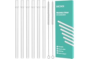 Straws for YETI, Reusable Tumbler Straws Replacement for YETI Straw lids, 6 Pack Plastic Clear Drinking Cup Straws with 2 Cle
