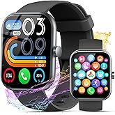 Smart Watch for Men Women(Answer/Make Calls), 2026 New 1.96" HD Smartwatch, Fitness Tracker with 110+ Sport Modes, IP68 Waterproof Pedometer, Heart Rate/Sleep/Step Monitor for Android iOS, Black