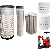 Blrack RD158-42270 Maintenance Filter Kit Fit for Kubota KX040-4 Excavator | kx040-4 filter kit, Including Primary Air Filter, Secondary Air Filter, Hydraulic Suction Filter, Fuel Filter