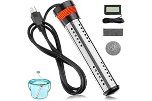 LAKKZOOM 2000W Immersion Water Heater, Portable Water Heater Electric with 304 Stainless Steel Cover Intelligent Temperature Control, Bucket Heater with Anti-Dry Burn Heats up to 5 Gallons of Water in Minutes