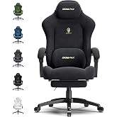 Dowinx Big and Tall Gaming Chair, Suede Fabric Game Chair with Pocket Spring Cushion, High Back Gamer Chair Ergonomic with Footrest for Adults Office, 440LBS, Black