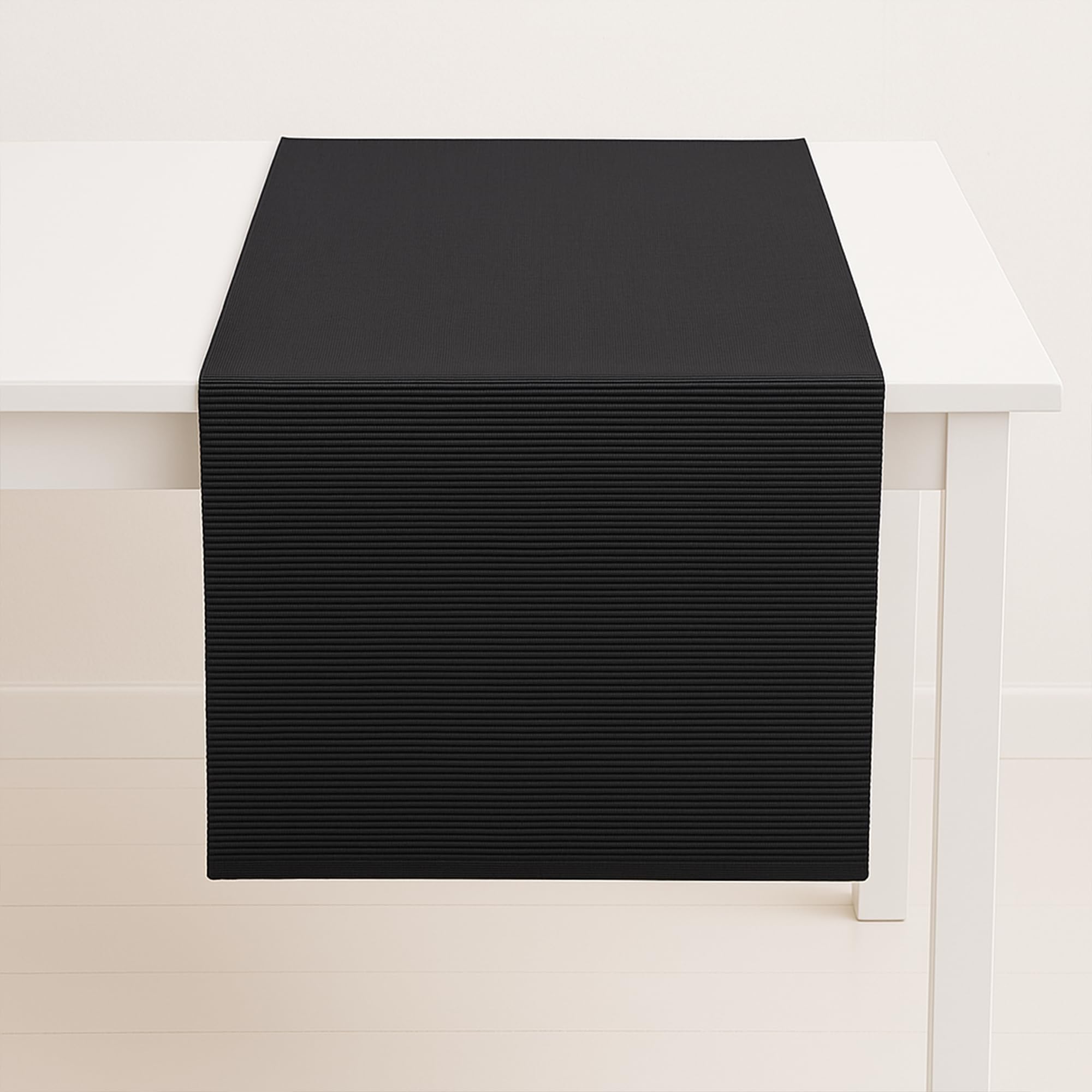 RAJRANG Table Runner 33x183 cm, Lightweight Ribbed Polycotton for Dining Tables, Holiday Home, Wedding Party, Birthday, Table Decor, Table Cover Runner - Charcoal Grey