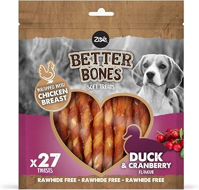 Zoë Better Bones Soft Dog Treats Duck & Cranberry 27 pcs Chicken Wrapped
