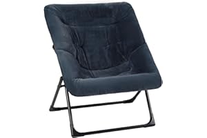 Mordchil HF Comfy Saucer Chair for Adults, Soft Faux Fur Bedroom Chair, Accent Dorm Chairs, Flexible Living Room Reading Chairs, Oversized Folding Lounge Seat for Teens, X-Large, Navy Blue