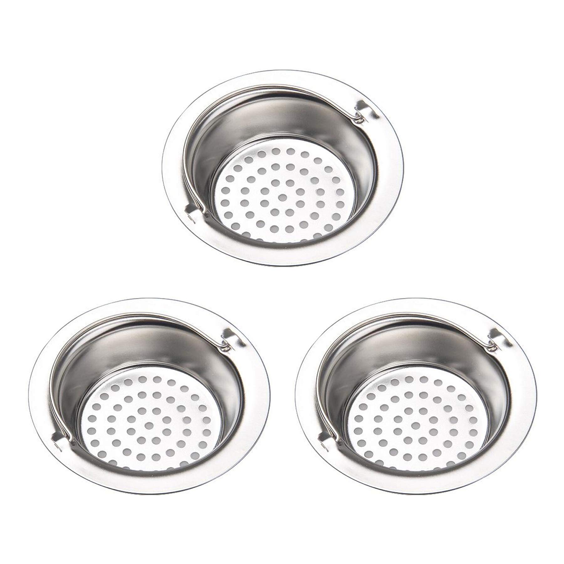 YOFASEN Kitchen Sink Strainer - Stainless-Steel Filter Hand-held Drain Protectors Food Particles Catcher Bath Sewer Hair Catcher Kitchen Drain Filter, 9 * 2.5 * 5.8cm - 3 Pack