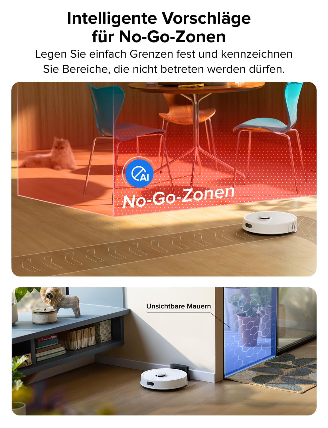 roborock Q7 L5 Saugroboter, Dual Anti-Tangle System, 8.000 Pa HyperForce Saugkraft, Präzise Navigation, Smart No-Go Zone, Einstiegsleistung, Perfekt für Haustierbesitzer (Weiß) 7