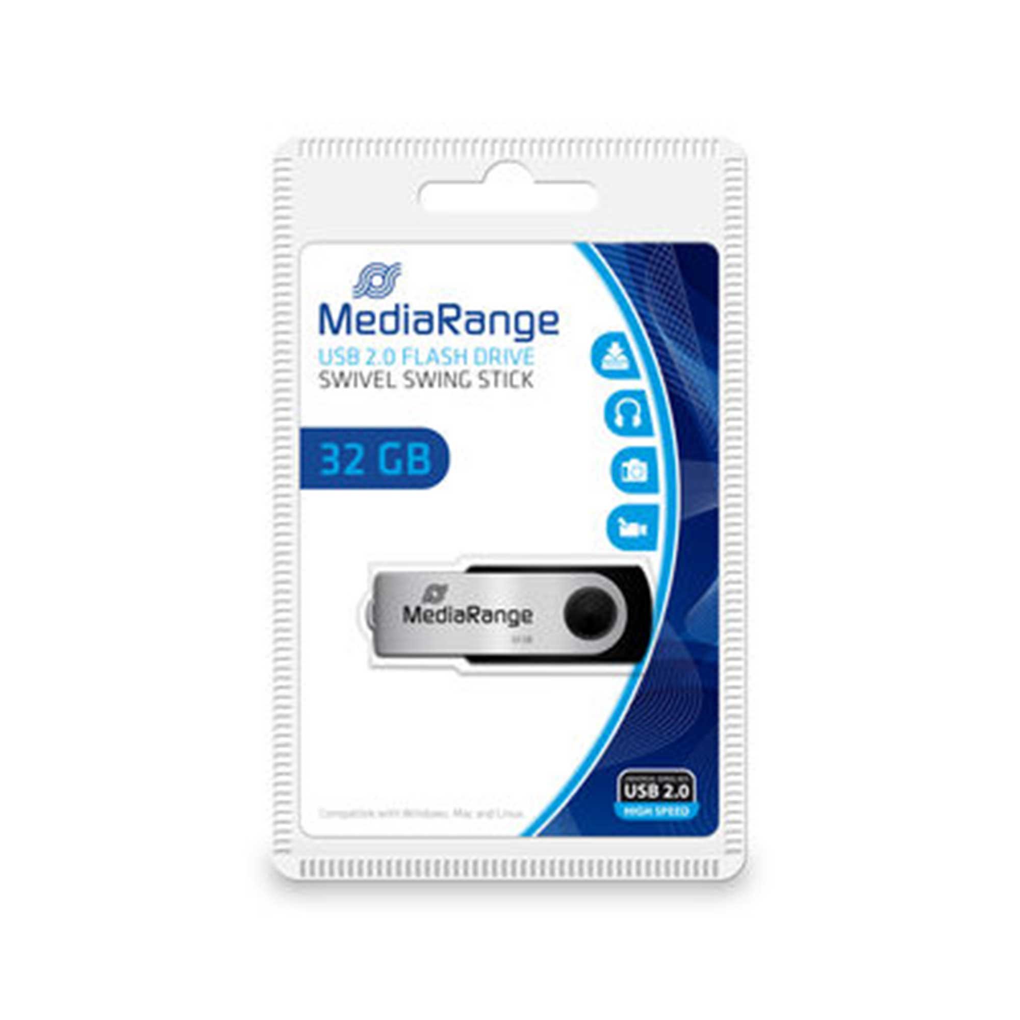 MediaRange MR911 Flexi USB Stick 32GB 15MB/s USB 2.0 black-silver