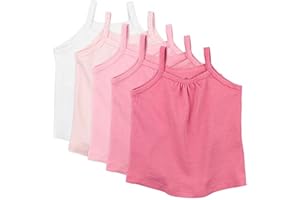 HonestBaby 5-Pack Cami Tops Sleeveless T-Shirts 100% Organic Cotton for Infant and Toddler Baby Girls