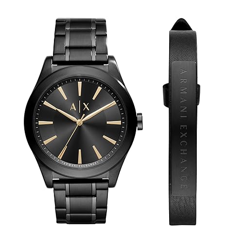 A｜X ARMANI EXCHANGE Men's Black Stainless Steel Watch Bracelet