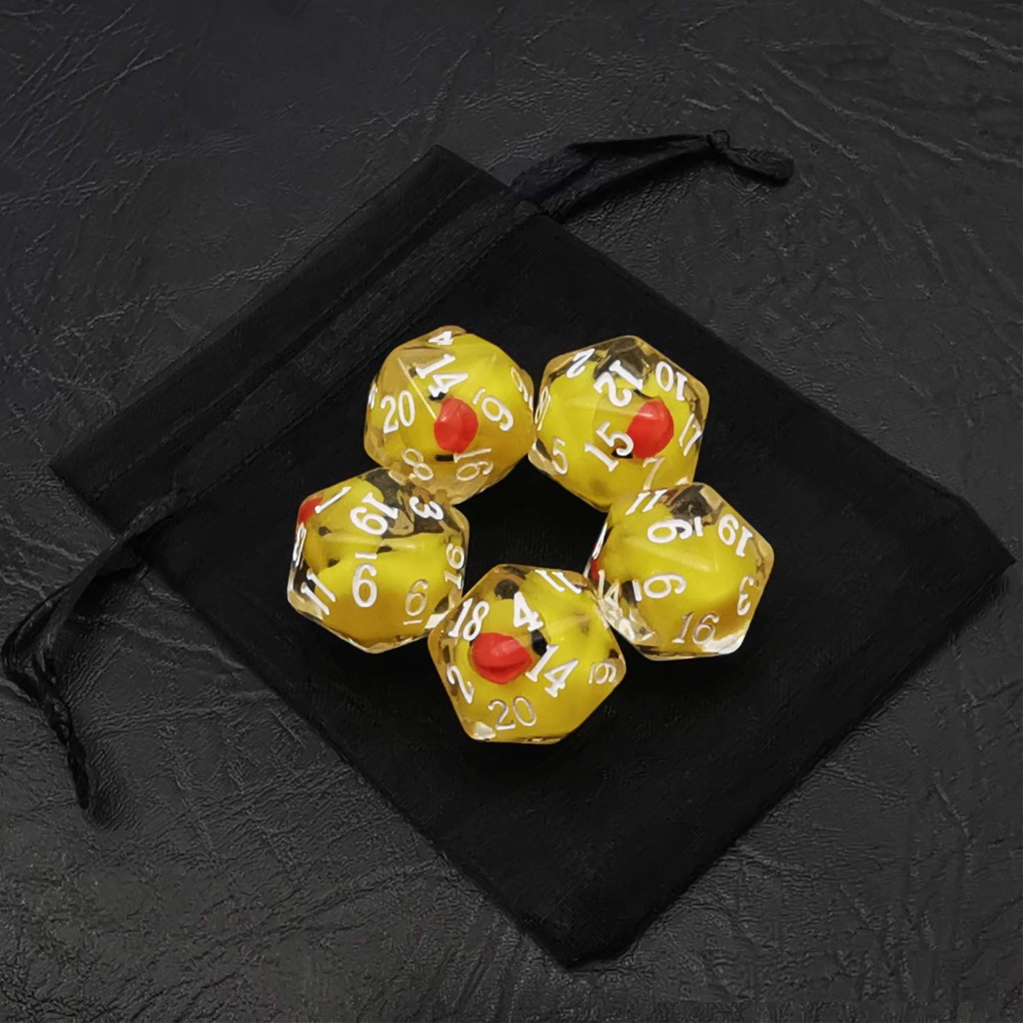 Bescon Yellow Duck 20 sides Dice set of 5, Duck D20 5pcs Set