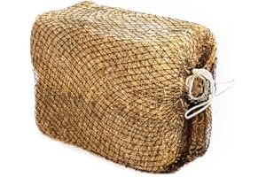 B BLOOMOAK Bloomoak Slow Hay Net Feeder for Horses, Durable Soft Black PE 2/3 String Hay Bales Bags, Fit 36x18x18 to 47x25x17 Inches, Extends 50-64 Inches (3 1.6" Hole/1PC)