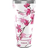 Tervis Traveler Sakura Japanese Cherry Blossom Triple Insulated Tumbler Travel Cup Keeps Drinks Cold & Hot, 30oz, Stainless Steel