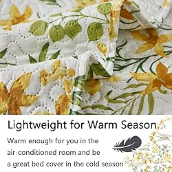 Summer Floral Quilt King Size Lightweight Yellow