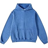 Iwing Mens Womens Oversized Acid Wash Hoodie Sweatshirt Heavyweight Fleece Hoodies Unisex Vintage Washed Sweatshirt 2025