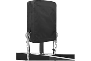 RV Electric Tongue Jack Cover - Weatherproof 900D Oxford Fabric with D Rings - WanDwel Universal Trailer Power Jack Protective Cover for Outside Camper RV Accessories - Black 14″(H) x 5″(W) x 10″(D)