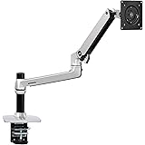 Amazon Basics Single Monitor Stand - Lift Engine Arm Mount, Aluminum - Silver
