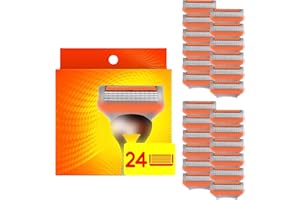 AMERZAM 24Pcs Premium Razor Blades for Men compatible gillette fusion 5 blades refills -5-Layer Stainless Steel Refills Compatible with Fusion 5 Style Razors,Smooth Shaving Replacement Cartridges Value Pack