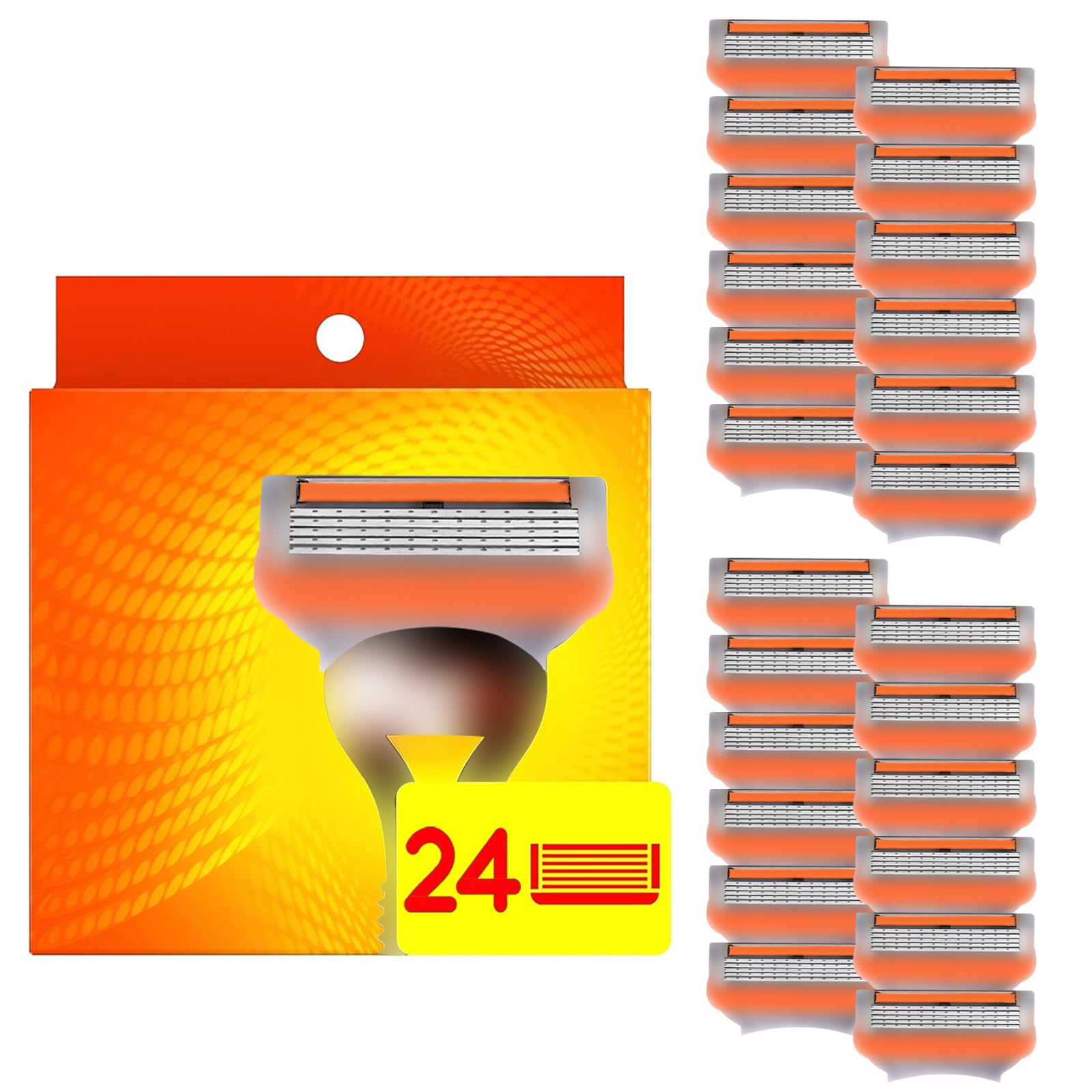 Photo 1 of 24Pcs Premium Razor Blades for Men compatible gillette fusion 5 blades refills -5-Layer Stainless Steel Refills Compatible with Fusion 5 Style Razors,Smooth Shaving Replacement Cartridges Value Pack
