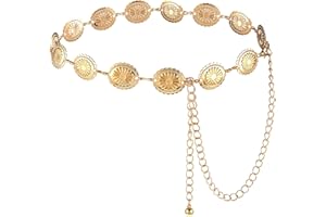 TIESOME Western Metal Concho Belt, Hollow Out Daisy Chain Belt Adjustable Boho Waist Chain Country Concert Outfit for Dress