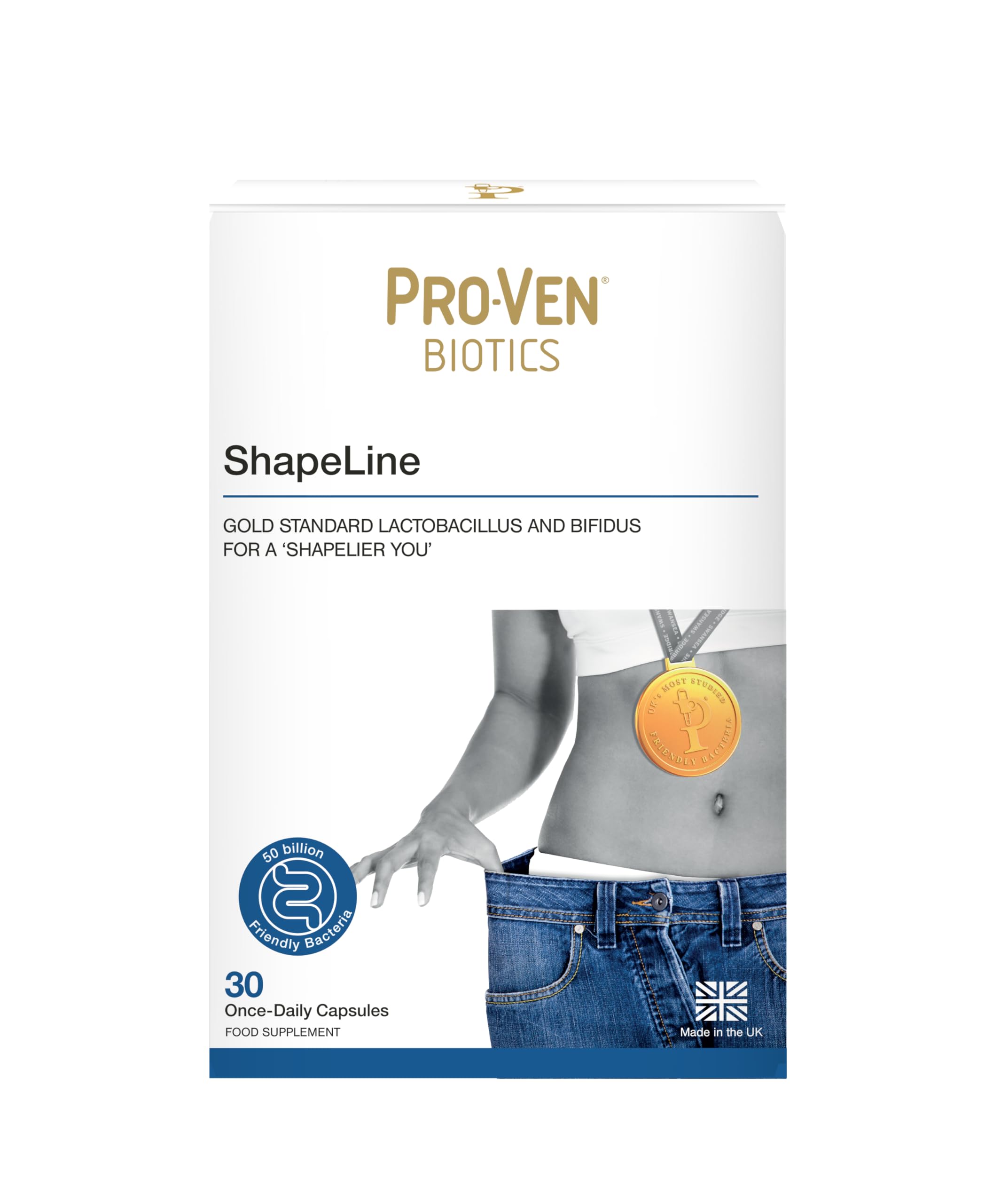 Pro-Ven Probiotics ShapeLine | Supports a 'shapelier You' | As seen in Daily Mail | 50 Billion CFU | Gut Health Supplement | 30 Capsules
