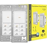 Minoston Countdown Timer Switch, 30 Min Wall Bath Fan Timer Switch for Bathroom Exhaust Fan and Light, 1-5-10-15-20-30 Minute, Neutral Wire Required, 120V, ETL & FCC Listed, 2 Pack, White (MT13N)
